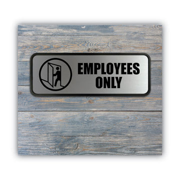 COSCO Brushed Metal Office Sign, Employees Only, 9 X 3, Silver freeshipping - TVN Wholesale